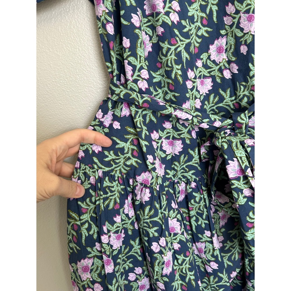 J. Crew Puff Sleeve drop waist belted Floral midi Kentucky derby dress14 NWT - Picture 5 of 8